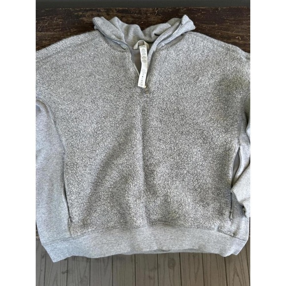 Lululemon Stand Out Sherpa 1/2 Zip Heathered Core Light Grey / Silver Drop - Picture 2 of 4